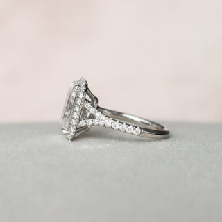 5.50CT Radiant Cut Halo Split Shank Moissanite Diamond Engagement Ring