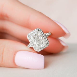5.50CT Radiant Cut Halo Split Shank Moissanite Diamond Engagement Ring