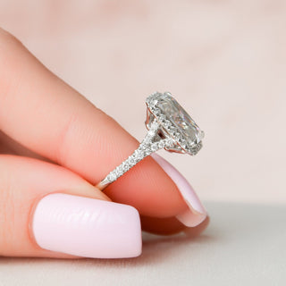 5.50CT Radiant Cut Halo Split Shank Moissanite Diamond Engagement Ring