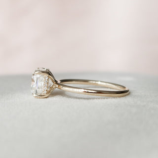 3.50CT Cushion Hidden Halo Moissanite Solitaire Diamond Engagement Ring