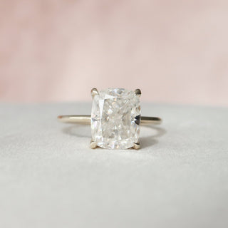 4.50CT Elongated Cushion Hidden Halo Solitaire Moissanite Diamond Engagement Ring