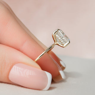 4.50CT Elongated Cushion Hidden Halo Solitaire Moissanite Diamond Engagement Ring