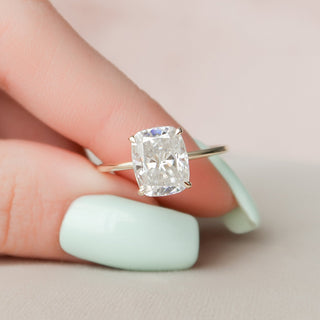 4.0 CT Cushion Cut Solitaire Halo Moissanite Engagement Ring front view