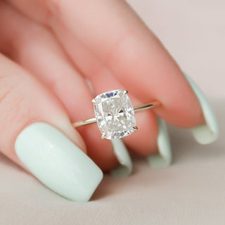 4.0 CT Cushion Cut Solitaire Halo Moissanite Engagement Ring top view