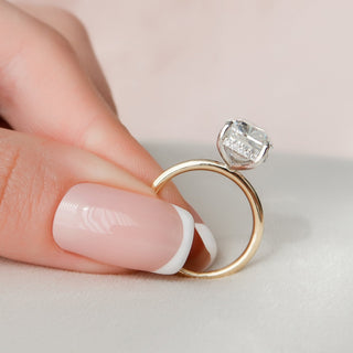 4.0CT Elongated Cushion Hidden Halo Solitaire Diamond Moissanite Engagement Ring