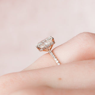 2.0CT Radiant Cut Hidden Halo Pave Moissanite Diamond Engagement Ring