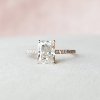 2.0CT Radiant Cut Hidden Halo Pave Moissanite Diamond Engagement Ring