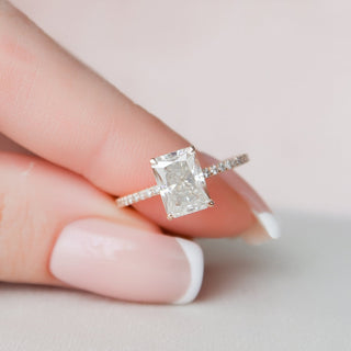 2.0CT Radiant Cut Hidden Halo Pave Moissanite Diamond Engagement Ring