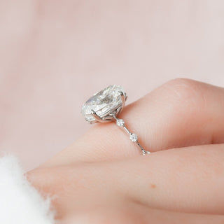 3.0CT Oval Cut Petite Pave Diamond Moissanite Engagement Ring