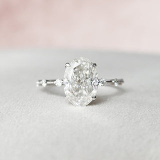 3.0CT Oval Cut Petite Pave Diamond Moissanite Engagement Ring