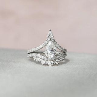 1.0CT Pear Cut Vintage Style Diamond Moissanite Bridal Engagement Ring Set