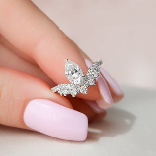 pear ring , pear diamond ring , pear engagement ring , pear Moissanite ring , engagenent ring pear , unique engagement ring pear