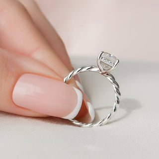 2.50CT Radiant Cut Hidden Halo Braided Moissanite Diamond Engagement Ring