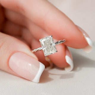 2.50CT Radiant Cut Hidden Halo Braided Moissanite Diamond Engagement Ring