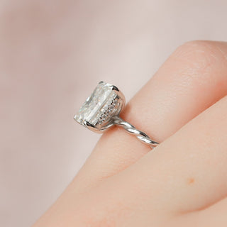 2.50CT Radiant Cut Hidden Halo Braided Moissanite Diamond Engagement Ring