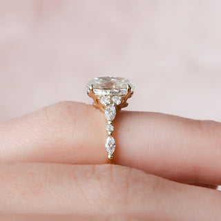 2.0 CT Oval Brilliant Cluster Moissanite Engagement Ring top view