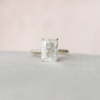 3.50CT Radiant Cut Hidden Halo Pave Diamond Moissanite Engagement Ring