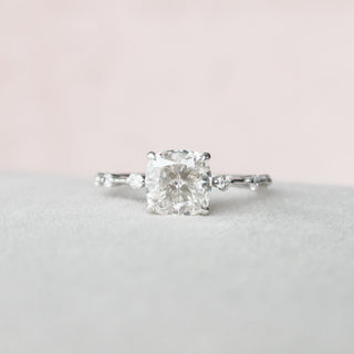 2.0CT Cushion Cut Pettite Pave Moissanite Diamond Engagement Ring