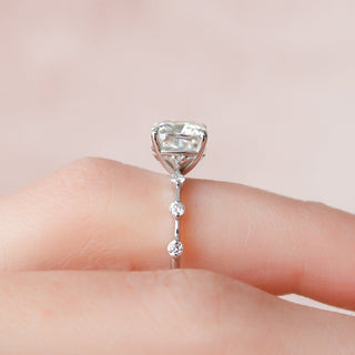 2.0CT Cushion Cut Pettite Pave Moissanite Diamond Engagement Ring
