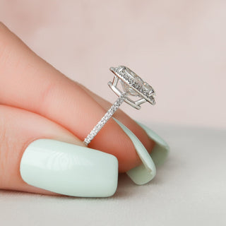 2.50CT Oval Cut Halo Pave Moissanite Diamond Engagement Ring