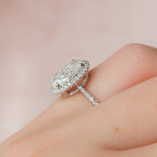 2.50CT Oval Cut Halo Pave Moissanite Diamond Engagement Ring
