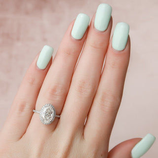 2.50CT Oval Cut Halo Pave Moissanite Diamond Engagement Ring