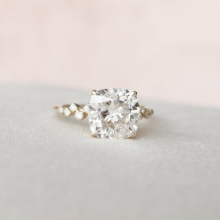 4.0CT Cushion Cut Hidden Halo Cluster Diamond Moissanite Engagement Ring