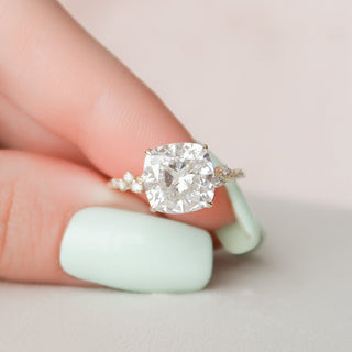 4.0CT Cushion Cut Hidden Halo Cluster Diamond Moissanite Engagement Ring