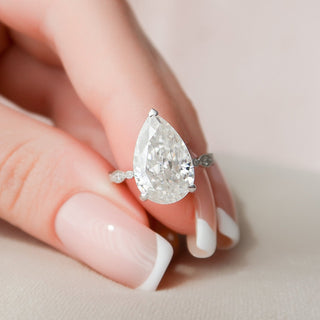 4.50CT Pear Moissanite Vintage Pave Diamond Engagement Ring