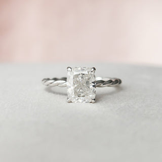 2.0CT Elongated Cushion Hidden Halo Braided Moissanite Diamond Engagement Ring