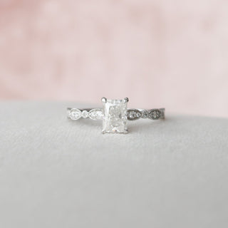 1.0CT Radiant Cut Vintage Pave Diamond Moissanite Engagement Ring