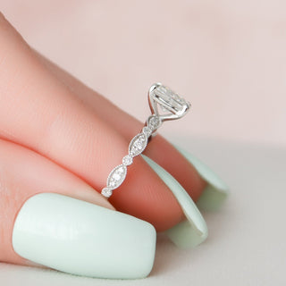 1.0CT Radiant Cut Vintage Pave Diamond Moissanite Engagement Ring