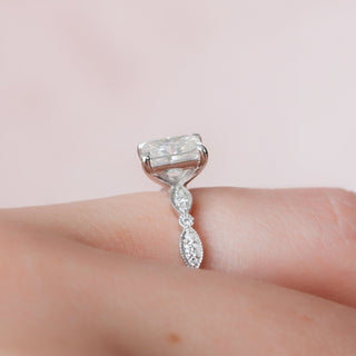 1.0CT Radiant Cut Vintage Pave Diamond Moissanite Engagement Ring