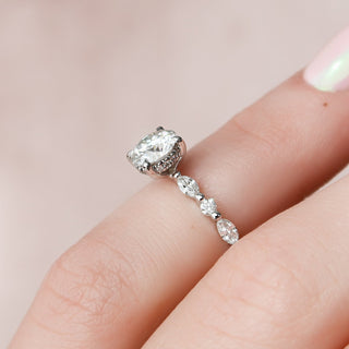 Dazzling 1.0ct round hidden halo moissanite ring top view