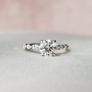 Dazzling 1.0ct round hidden halo moissanite ring overhead view