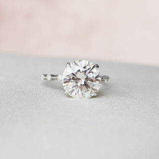 4.0ct Round Brilliant Cut Petite Pave Diamond Moissanite Engagement Ring