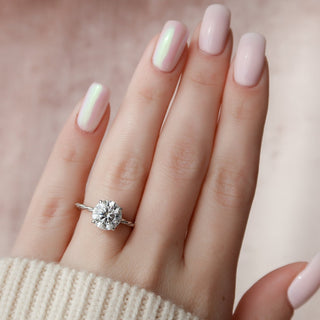 2.50CT Round Hidden Halo Twisted Moissanite Diamond Engagement Ring