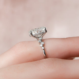 3.0CT Oval Cut Hidden Halo Cluster Diamond Moissanite Engagement Ring