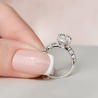 3.0CT Oval Cut Hidden Halo Cluster Diamond Moissanite Engagement Ring
