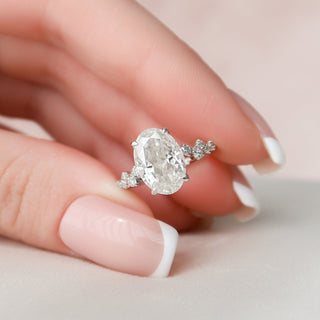 3.0CT Oval Cut Hidden Halo Cluster Diamond Moissanite Engagement Ring