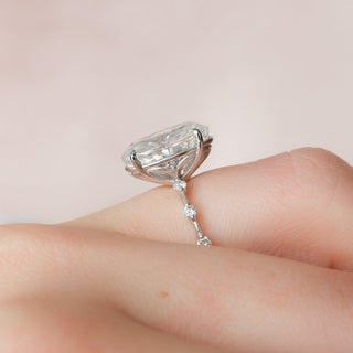 5.0CT Oval Cut petite Pave Diamond Moissanite Engagement Ring