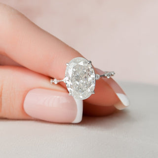 5.0CT Oval Cut petite Pave Diamond Moissanite Engagement Ring