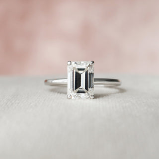 Gorgeous 2.0ct emerald hidden halo moissanite ring sparkle close up