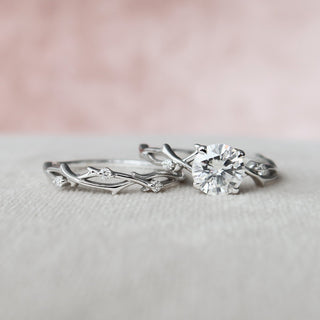Timeless 1.0ct round moissanite ring side profile view