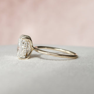4.50CT Elongated Cushion Hidden Halo Solitaire Moissanite Diamond Engagement Ring