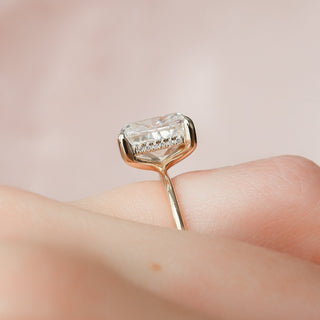 4.50CT Elongated Cushion Hidden Halo Solitaire Moissanite Diamond Engagement Ring