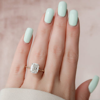 4.0 CT Cushion Cut Solitaire Halo Moissanite Engagement Ring side view