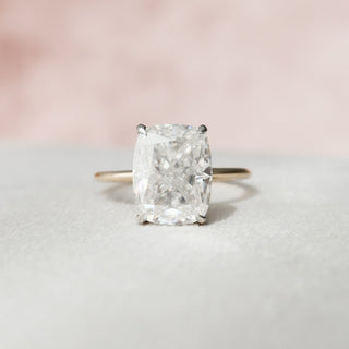 4.0CT Elongated Cushion Hidden Halo Solitaire Diamond Moissanite Engagement Ring