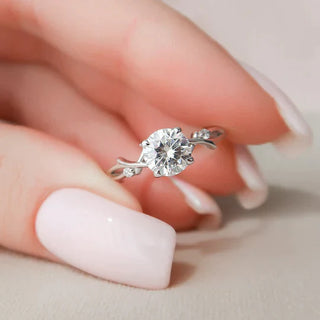 1.0CT Round Brilliant Twig Nature Inspired Moissanite Diamond Engagement Ring