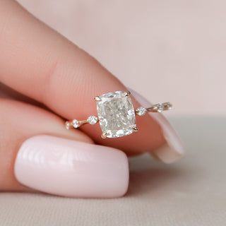 Bold 2.0ct cushion solitaire moissanite ring shown on a finger